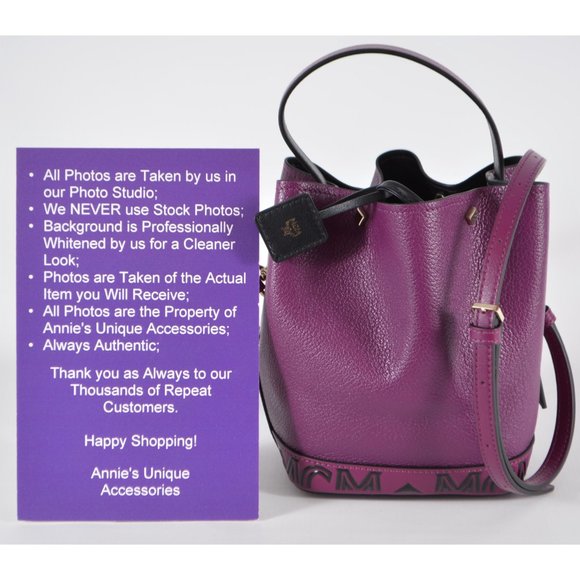 MCM Leather Contrast Logo Mini Crossbody Purse Bag - Picture 3 of 11